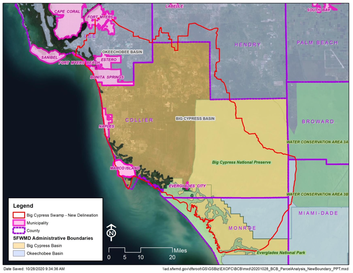 Big Cypress Basin current and proposed boundaries