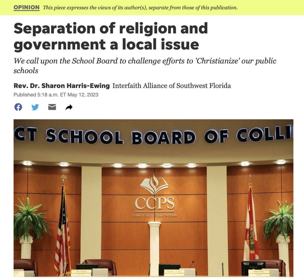hate fear religion Collier school board meeting