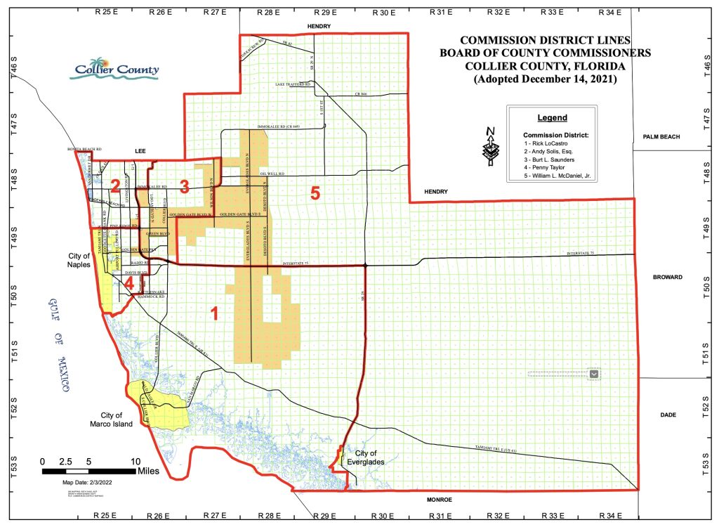 Collier County commissioner district map