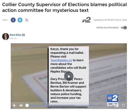 mysterious text message confuses voters in the Mar. 19 Naples mayor election